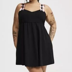 Torrid Black Dress with Pink Bow Details